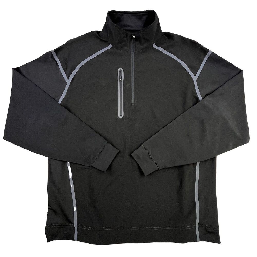 FootJoy 1/4 Zip Pullover Mens Large Black Long Sleeve Golf WindTech Performance